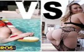 Sexo duplo com gostosas da bangbros onde uma da na piscina e a outra na cozinha